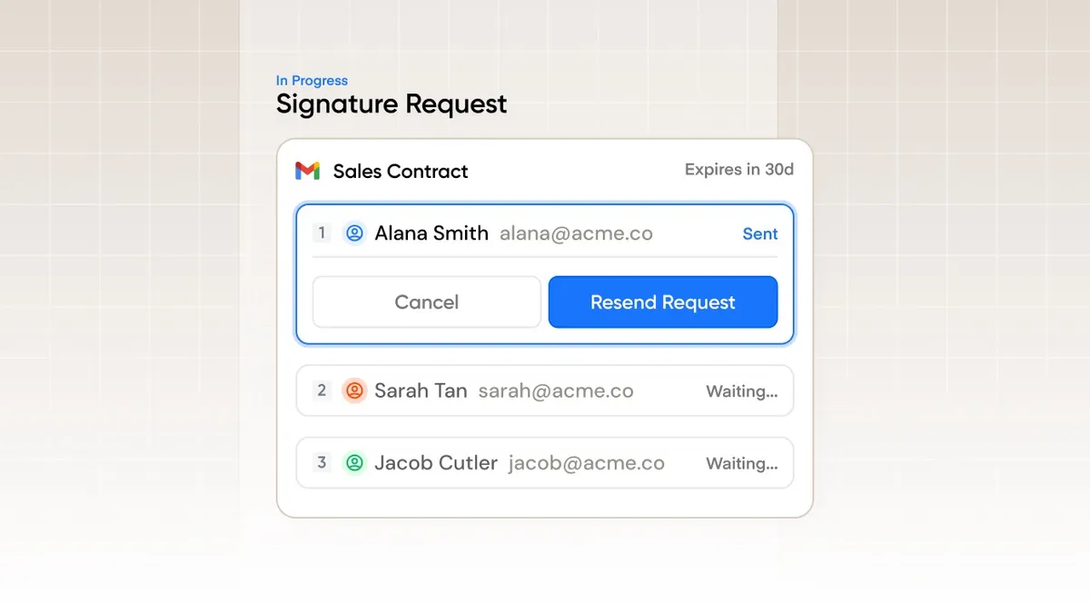 Portant signature request sent to three signers