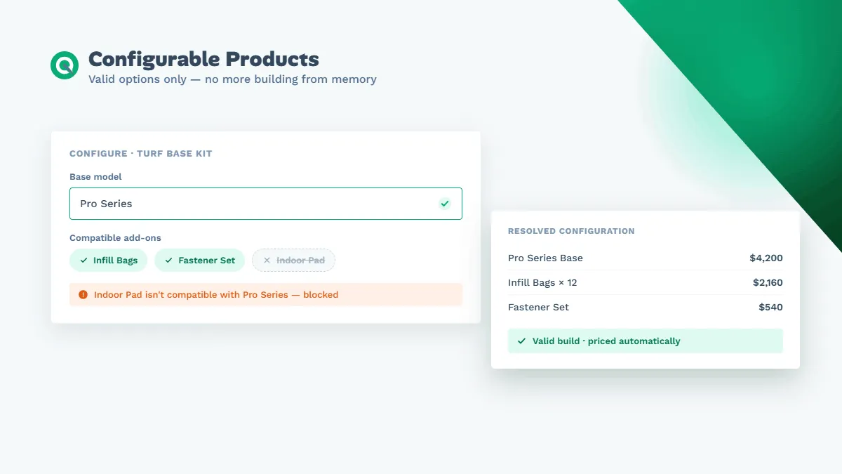 Quotivity product configuration blocking an incompatible add-on